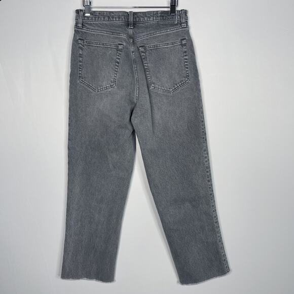 Abercrombie and Fitch Size 28 Gray The 90s Straight Ultra High Rise Jeans Fray - Picture 2 of 7